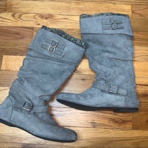 JustFab Gray Suede Boots